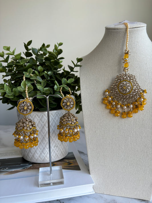 Gulab Polki Earrings Tikka