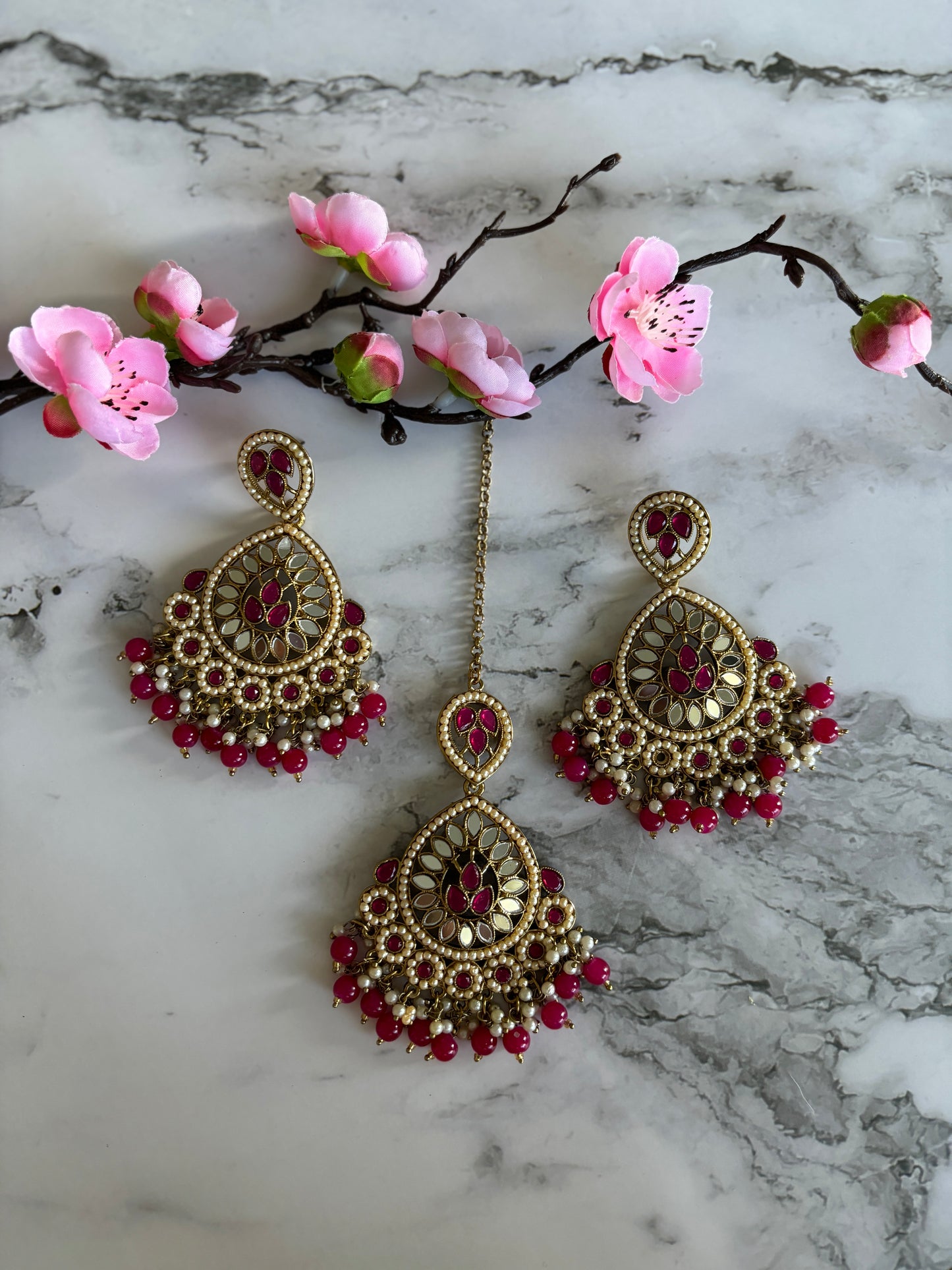 Mirror tikka & earrings set