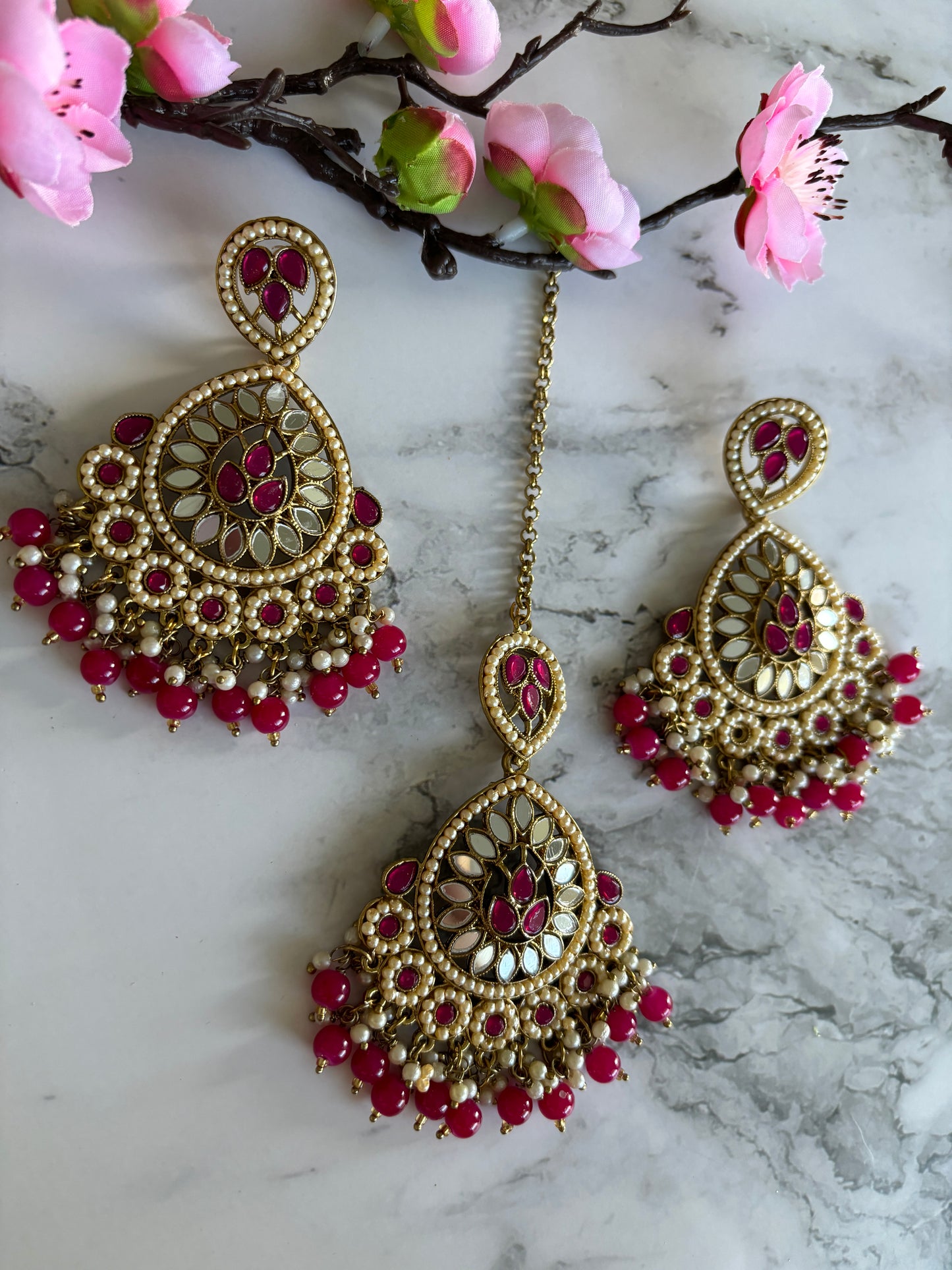 Mirror tikka & earrings set