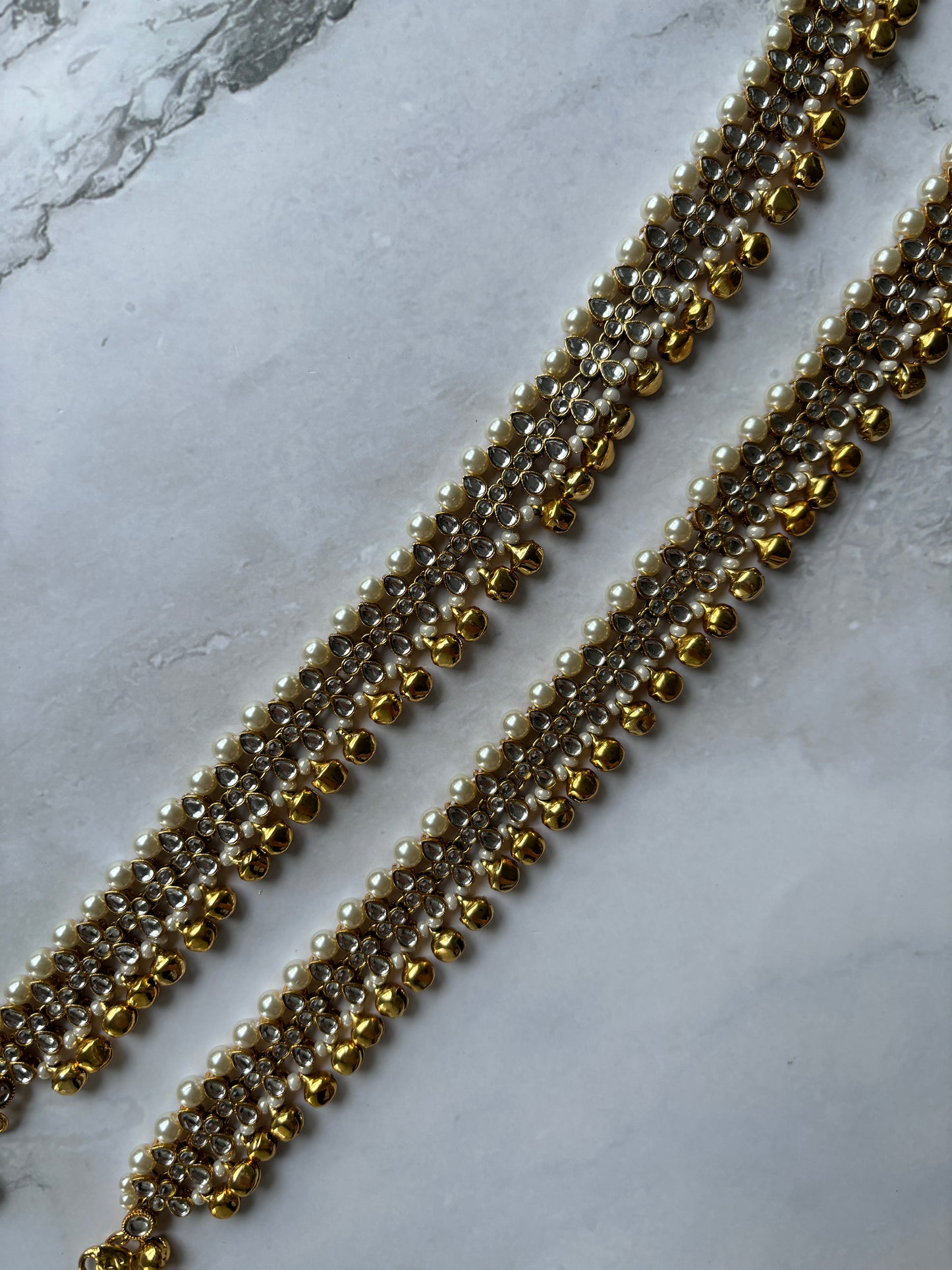 Pearl kundan anklet