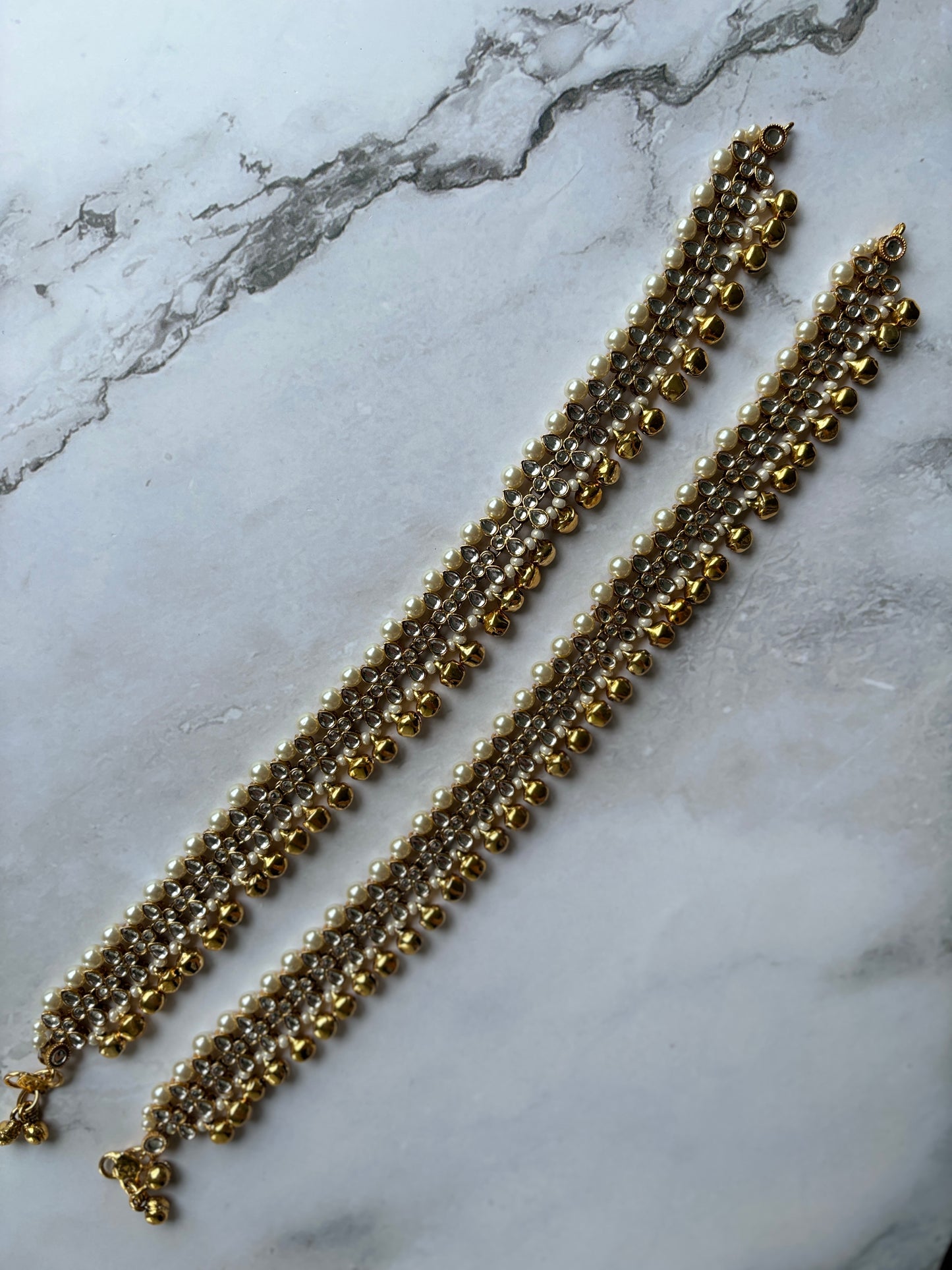 Pearl kundan anklet