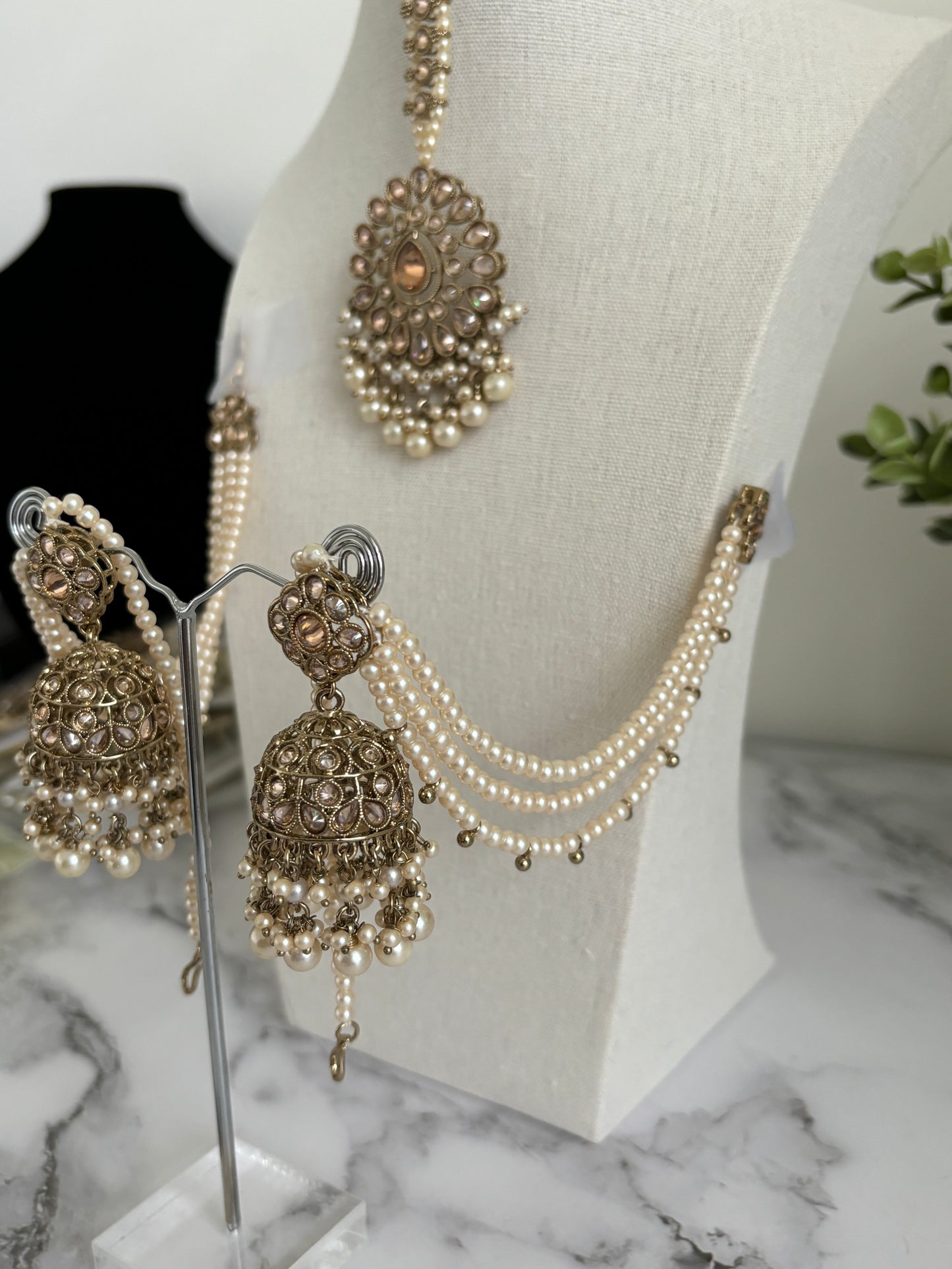 Megha jhumki earrings tikka