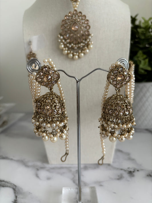 Megha jhumki earrings tikka