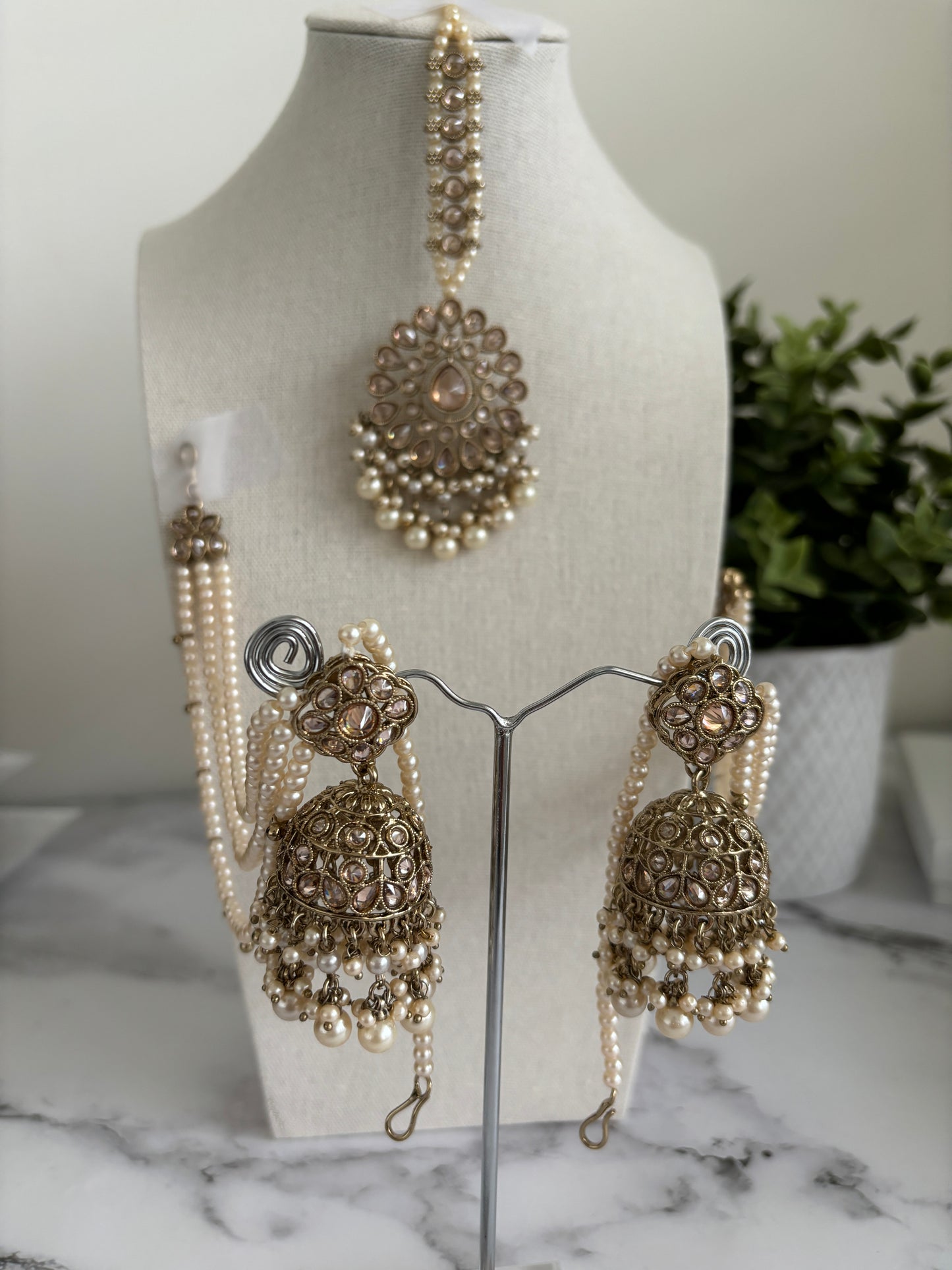 Megha jhumki earrings tikka